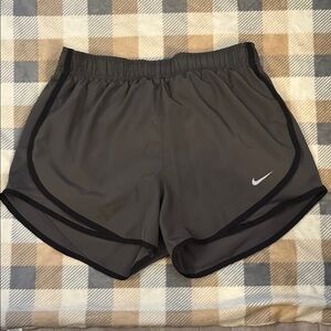 Nike Gray Athletic Shorts with Built-in Liner and Curved Hem